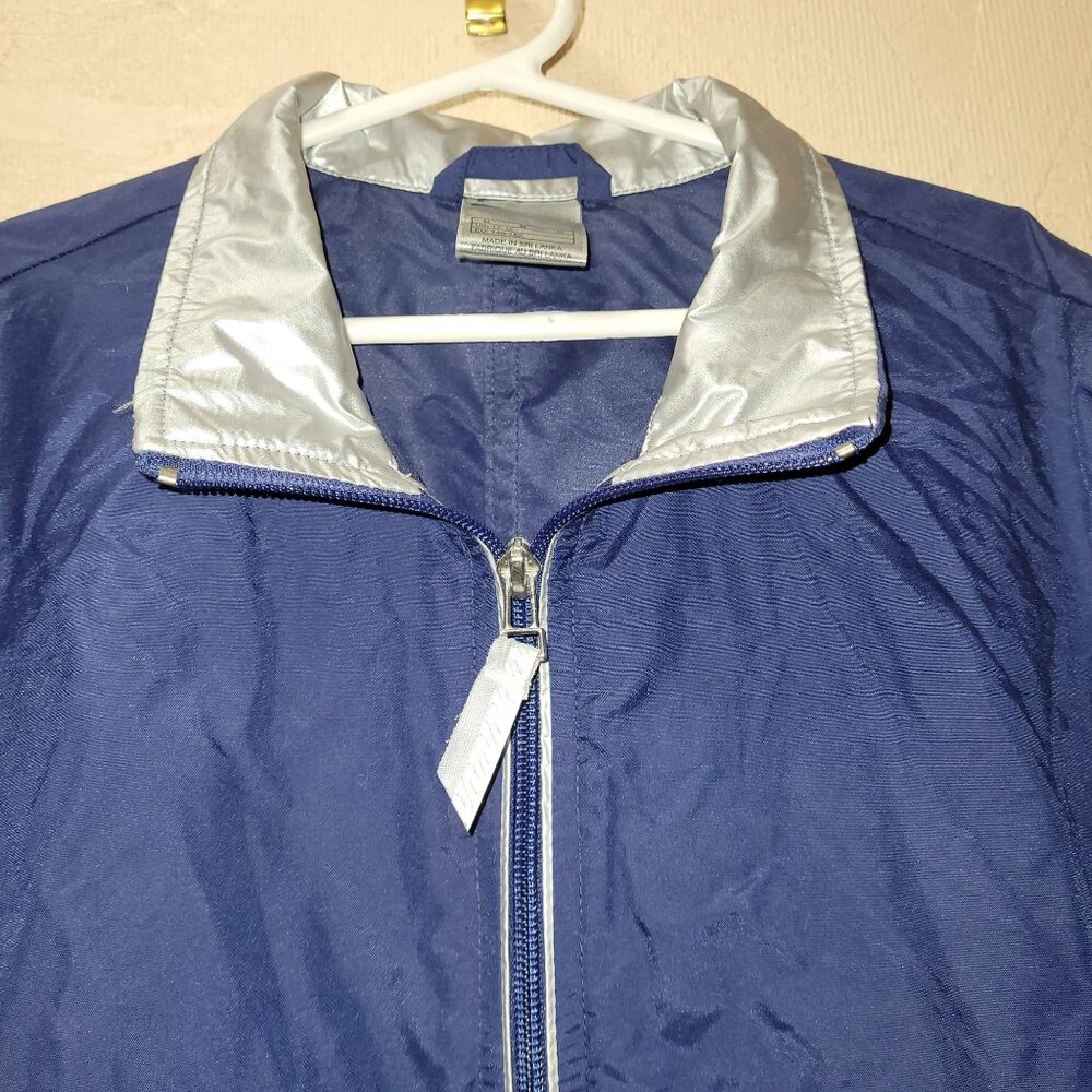 Nike Youth/Kids Medium Windbreaker Jacket Full Zip Front Collar Navy Silver - Picture 5 of 11
